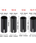 Heavy Duty Adapter Collet Shank For Engraving Machine Router Bits showing sizes and dimensions for precision use in milling projects.