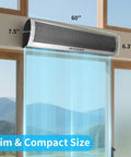 Solid As A Rock Sixty Inch Commercial Air Curtain Stainless Steel build, 60 inch slim design above doorway.