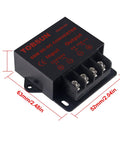 Two Pack 12V To 5V Step Down Converter 5V 10A 50W Power Supply Module showing dimensions and input/output terminals
