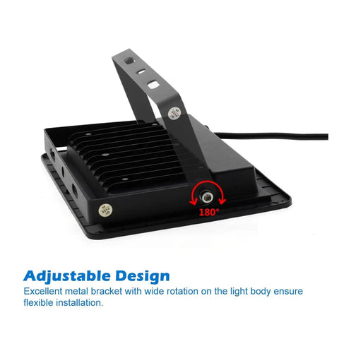 JUDYSSY Led Uv Floodlight 220 with adjustable metal bracket for flexible installation, showcasing 180-degree rotation design.