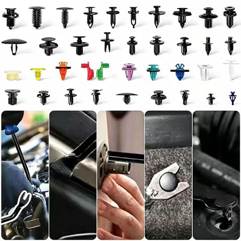 Ford Escape Bumper Clip Set 1450Pcs Heavy Duty Push Type Retainers For Door Panels And Trim Durable Plastic Metal Clips For 2000 To 2025 SUV Maintenance Includes Easy Removal Tool DIY Friendly, assorted trim clips and removal tool