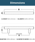 Dimensions diagram for Stainless Steel Cabinet Pulls Set of 10 With 3.75 Inch Center To Center Mounting, showing measurements A-D.