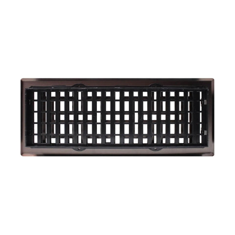 Oriental Style Floor Register 4x12 Inches Rubbed Bronze Finish 8 Pack - Decorative Steel Vent Grille With Damper Box For HVAC Duct Openings