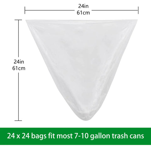 No Mess Clear Trash Bags Bulk Bundle One Thousand Count Seven To Ten Gallon Scent Free Garbage Liners, 24x24 inches size.