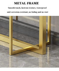 Industrial Console Table With Drawer And Two Tier Storage Shelf Narrow Sofa Side Table For Hallway heavy duty gold metal frame close-up