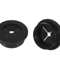 Two Pack 1 1/4 Inch Black Rubber Cable Grommets For Desks, flexible design for cord management without damaging wood.