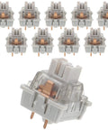 Top Shelf 10 Pack Mechanical Keyboard Switch Actuators With Linear Three Legged Stem, grey switches in a clear casing for gaming.