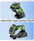 All In One No Fuss 1D 2D Barcode Scanner And UHF RFID Reader With Wireless 2.4Ghz Bluetooth And Wired 3 In 1 Connectivity in stand