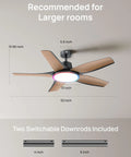 Straight Premium 52 Inch Smart Rgbic Ceiling Fan With Totally Lit Dimmable Lights And App Control For A Super Chill Lounge In Any Living Room Or Game Den with 5 wooden blades.