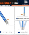 Operation tips for Heavy Duty Diamond Core Drill Bit Set That Runs Cool And Cuts Clean Through Porcelain Tile Ceramic Marble Granite Brick And Concrete Without Any Drama Or Waiting Around.