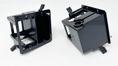 Combo Electrical And Low Voltage Old Work Box 2-Gang Cut-In Retrofit For Power And Data, black finish, side view