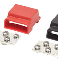 Top Shelf Tin Plated Copper Bus Bar Kit for Battery Terminal Mount Slick Positive Negative Distribution Block Quick Hookup Knockout Reliability Custom Marine Rig Upgrade Today with red and black covers.