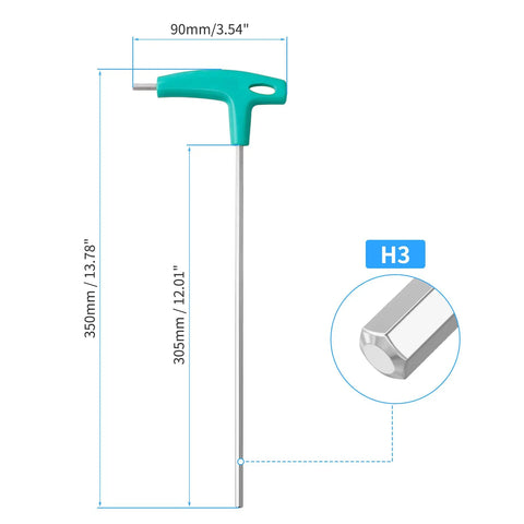 3mm T Handle Hex Key Wrench Beefy Long Arm Heavy Duty CRV Steel Ergonomic Hex Wrench For Furniture Bicycles Auto Repair And Home DIY Green All Purpose showing 350mm length