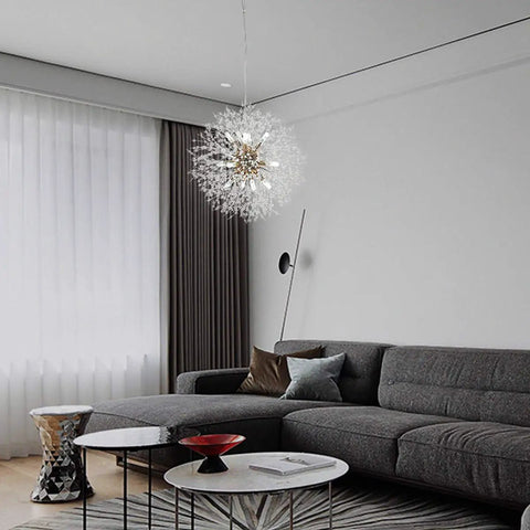 LED Firework Sputnik Chandeliers With 12 Lights Modern Crystal Ceiling Pendant In Gold Finish for Living Room, enhancing decor