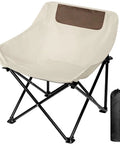 Ultralight Folding Camping Chair With 450 Pound Capacity For Outdoor Adventures Beach Or Campground Off White Durable Steel Frame Easy Set Up And Portable For Adults On The Go For Kick Back Comfort showing side view with carry bag
