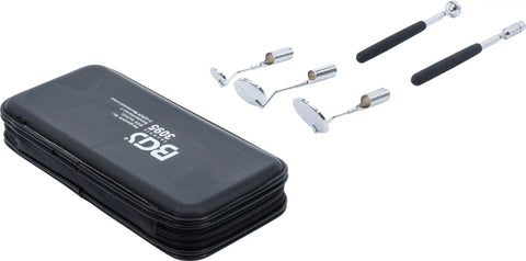 Led Magnetic Pick Up Tool And Inspection Mirror Set with case, extendable 665mm shaft, black and silver finish