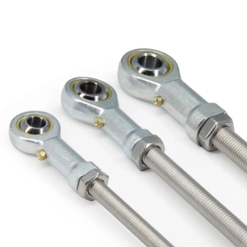 PHSB6 Rod End Bearings With Three Eighths Inch Bore And Three Eighths Twenty Four Right Hand Female Thread Pre Lubricated Includes Jam Nuts Four Pack Durable Steel Body High Misalignment Capability Up To Nine Degrees. Three rod end bearings with jam nuts