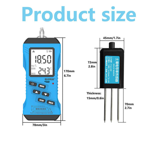 7 In 1 Soil Tester Digital PH Meter For Soil Moisture Temperature NPK Conductivity Backlit LCD Garden Kit size dimensions