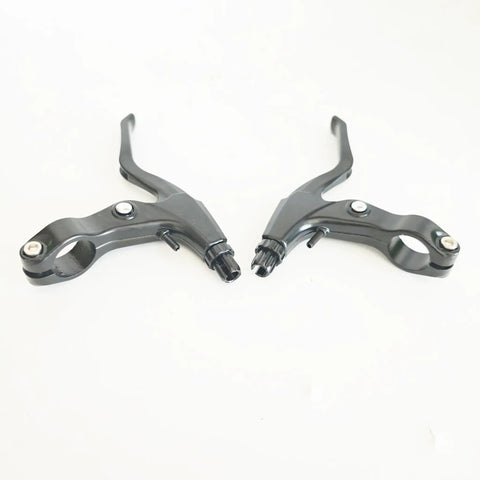 Front And Rear Mechanical Disc Brake Kit For 26 Inch Bicycles Mountain Bike Road Bike 160 Mm Rotor Post Mount Caliper Set With Hardware levers in black color on white background.