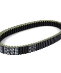 Top Tier Motorcycle Transmission Drive Belt For Kymco Ak550 Motorbike Gear Replacement with black rubber and green inner lining.