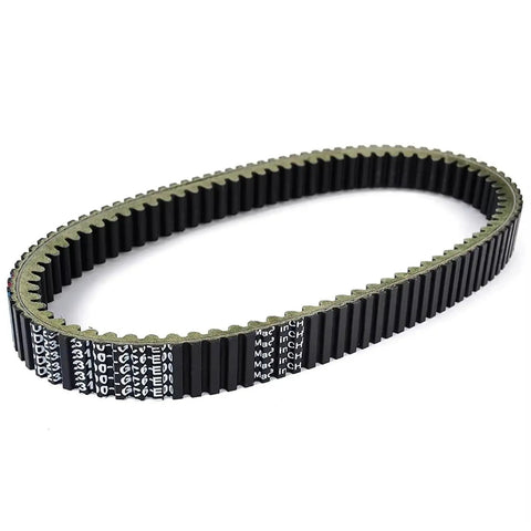 Top Tier Motorcycle Transmission Drive Belt For Kymco Ak550 Motorbike Gear Replacement with black rubber and green inner lining.