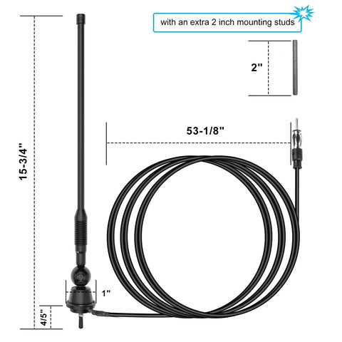 Waterproof All Weather Marine AM FM Antenna For Golf Cart ATV UTV RV Boat Truck Tractor Yacht Pontoon With Mounting Base