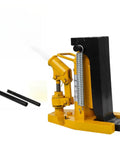 Heavy Duty Hydraulic Toe Jack Delivering Solid 20 Ton Lift With Easy Squeeze Pump For Farm Rigs And Garage Builds Built Like A Brick House In Safety Yellow Color with detachable handle and low profile design.