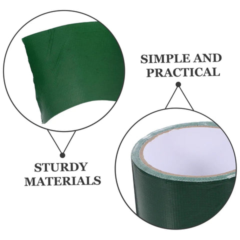 Close-up of green fabric and roll of Beefed Up Heavy Duty RV Awning Repair Tape Quick Fix For Tents Boats Canopies And Tarpaulins Seamless