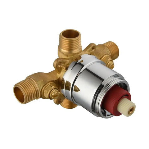 Builders 1-Handle 1-Spray Pressure Balance Shower Faucet In Brushed Nickel valve component, brass and chrome finish.
