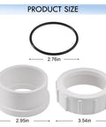 Front view of GAQUECY 2-inch half-union heater adapter set: two white plastic pieces and a black rubber O-ring