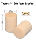 Close-up of ThermaFit Soft Foam Earplugs, 40 Pairs For Sleep, Snoring, Work, Travel And Loud Events, with 30 dB noise reduction.