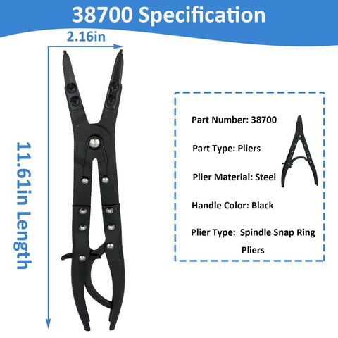 Heavy Duty 12 Inch Spindle Snap Ring Pliers With Ratchet Locking For Ford F Series 2007 Through 2020 Super Duty 4x4 Pickups Internal