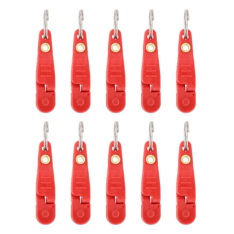 10-pack red plastic downrigger release clips with metal rings for offshore fishing