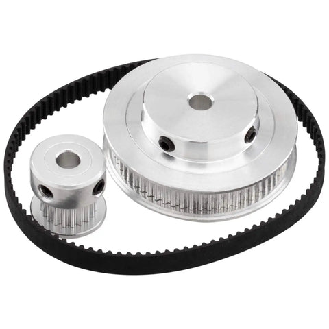 Built Tough GT2 Timing Pulleys With Precision Cut Teeth And Solid Aluminum Housing Run Crazy Smooth, includes two sizes and a belt.