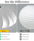 Comparison of 11.5in Small Lantern Pendant Light, White Imitation Silk Bubble lamp with seamless design and silk texture.