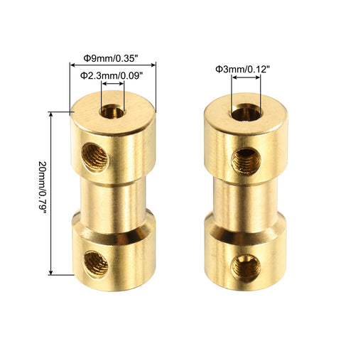 Brass Shaft Couplers 4Pcs 2.3mm To 3mm Motor Shaft Connectors With Screws For RC Cars And Planes Durable Easy Fit Hexagon