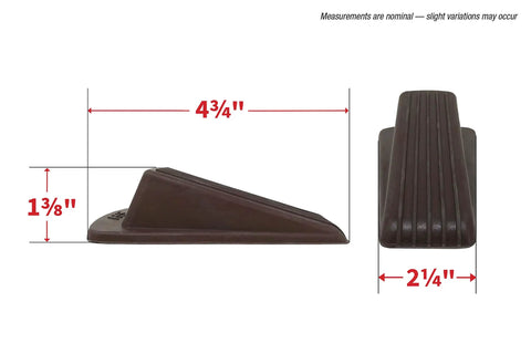 Heavy Duty Rubber Door Wedge 2 Pack Brown Non Marking Grip Lip For Hard Floors Carpets And Outdoor Surfaces side view