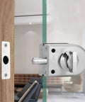 Keyless Glass Door Lock For 10mm To 12mm Glass Doors In Stainless Steel, Floor Latch Bolt Ground Lock for Bathroom Installation
