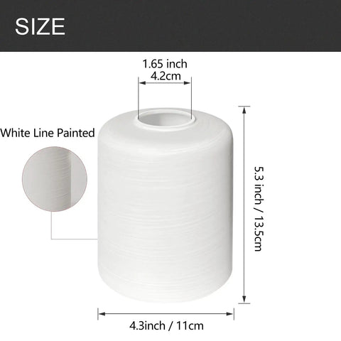 White Line Painted Glass Shade Cylinder Globe Replacement For Vanity Lights And Chandeliers One And Five Eighths Inch Fitter