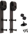 Hardware kit for DIY Finished Knotty Pine Double Sliding Barn Door With Hardware Kit, 84x84 Inches, Dark Walnut.
