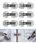 Six Pack 4 Inch Thickened Metal Cabinet Door Hinges For Kitchen And Home, Heavy Duty Steel Cupboard Hinges, No Screw Install