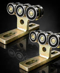 Heavy Duty 6 Wheel Type Trolley Assembly For Electric Hoists, Smooth Quiet Roller Trolley, Easy Install, 2 Pack, shown on black background