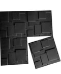 Black 3D Wall Panels With Raised Rectangle Texture For Modern Interiors, Waterproof and Fire Resistant PVC Panels