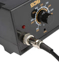 Close-up of Hot Air Rework Soldering Station With 110V 60W Desolder Iron, 936 Power showing dial and connector.