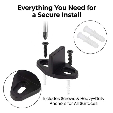 Close-up of 4 Pack Barn Door Floor Guides Adjustable Sliding Door Bottom Guide Floor Mount, shown with screws and anchors.