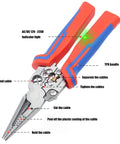 Premium Stainless Steel Wire Crimper And Stripper Tool For Electricians with ergonomic TPR handle and indicator light.