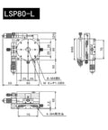 Technical diagram of Motorized Rotary Positioning Stage XYR 80mm LSP80 L Micrometer Driven Manual Trimming Platform.