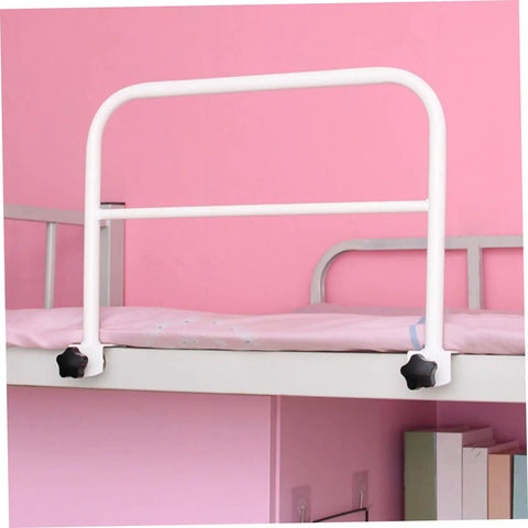 Thickened Anti-Fall Bed Rail for Elderly Safety, 18x12 Inch Bedside Grab Bar on bed with pink backdrop, easy-install guard