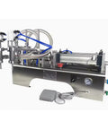 Heavy Duty Double Head Pneumatic Bottle Filler With Stainless Steel Body For Oils Liquids And Paste, Hella Flexible Controls showing dual heads and controls.