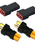 XT30 To T Plug Connector Adapter For RC Cars And Planes LiPo Battery And ESC Compatible, showing two male and two female adapters.